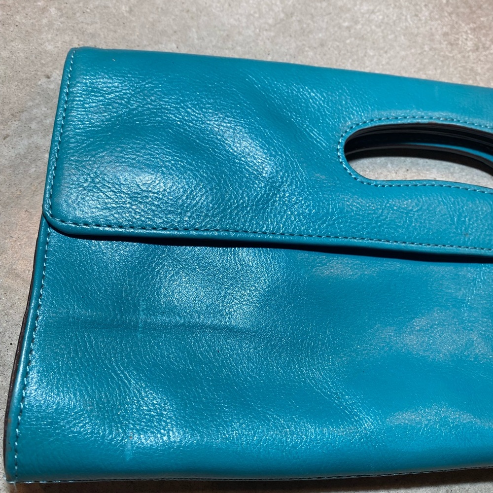 🍄 Hobo The Original Katrina Turquoise Leather Clutch - Picture 2 of 15